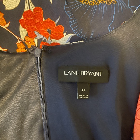 Lane Bryant Navy Floral Ruffle Faux Wrap Fit & Flare Midi Dress Women’s 22 - Picture 4 of 4